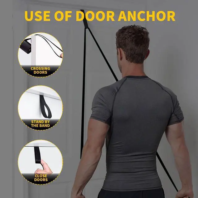 Alt view image 5 of 7 - Resistance Bands for Working Out, Pull Up Bands for Men Women, Thick Heavy Resistance Band Set with Door Anchor, Elastic Exercise Bands for Body Stretching, Physical Therapy, Home Workouts