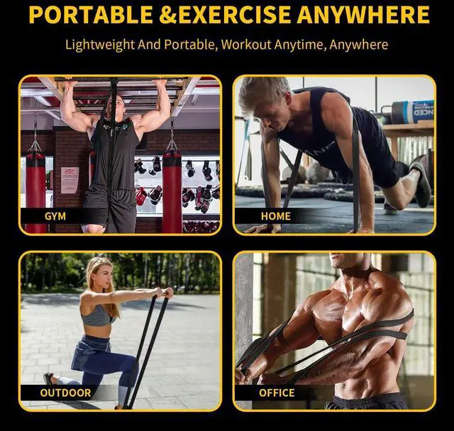 Alt view image 6 of 7 - Resistance Bands for Working Out, Pull Up Bands for Men Women, Thick Heavy Resistance Band Set with Door Anchor, Elastic Exercise Bands for Body Stretching, Physical Therapy, Home Workouts