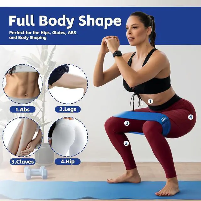 Alt view image 4 of 6 - Resistance Bands for Working Out - Exercise Bands Set with Workout Guide - Fabric Elastic Bands for Physical Therapy - Fitness Bands Ideal for Legs Hip Glute