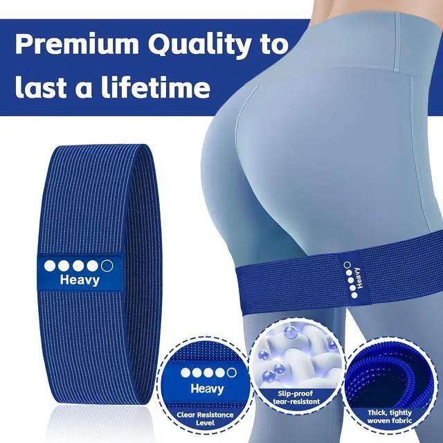 Alt view image 2 of 6 - Resistance Bands for Working Out - Exercise Bands Set with Workout Guide - Fabric Elastic Bands for Physical Therapy - Fitness Bands Ideal for Legs Hip Glute