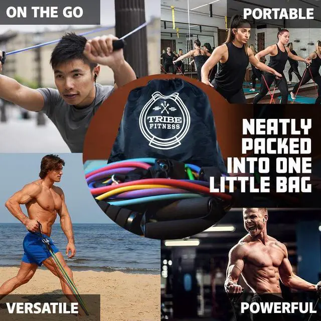 Alt view image 5 of 5 - Resistance Bands Set for Men, Women, Exercise & Workout. Fitness Bands for Leg & Bicep Work. Workout Bands for Working Out. Stretch Bands for Physical Therapy. Strength Bands. Elastic Weight Training.