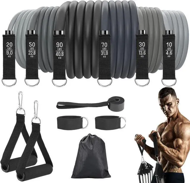 Main image of 6Pcs Resistance Bands, Workout Bands 270lbs, Exercise Bands with Handles/Door Anchor/Ankle Straps/Bag/Poster for Men, Heavy Resistance Bands for Working Out at Home