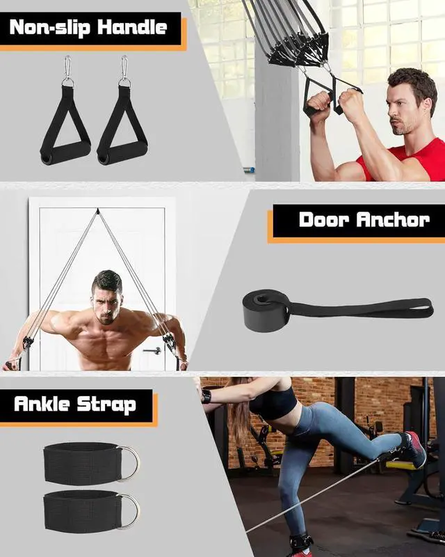 Alt view image 5 of 7 - 6Pcs Resistance Bands, Workout Bands 270lbs, Exercise Bands with Handles/Door Anchor/Ankle Straps/Bag/Poster for Men, Heavy Resistance Bands for Working Out at Home