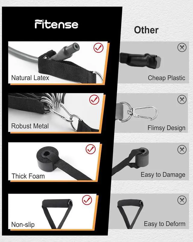 Alt view image 7 of 7 - 6Pcs Resistance Bands, Workout Bands 270lbs, Exercise Bands with Handles/Door Anchor/Ankle Straps/Bag/Poster for Men, Heavy Resistance Bands for Working Out at Home
