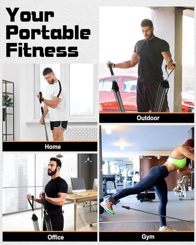 Alt view image 6 of 7 - 6Pcs Resistance Bands, Workout Bands 270lbs, Exercise Bands with Handles/Door Anchor/Ankle Straps/Bag/Poster for Men, Heavy Resistance Bands for Working Out at Home