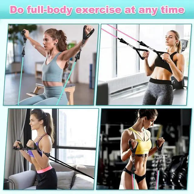 Alt view image 5 of 7 - Resistance Band Set. Exercise Bands with Handles, Door Anchor and Ankle Strap. Home Gym, Supports Full-Body Workouts - with Training Guide and Fitness Video