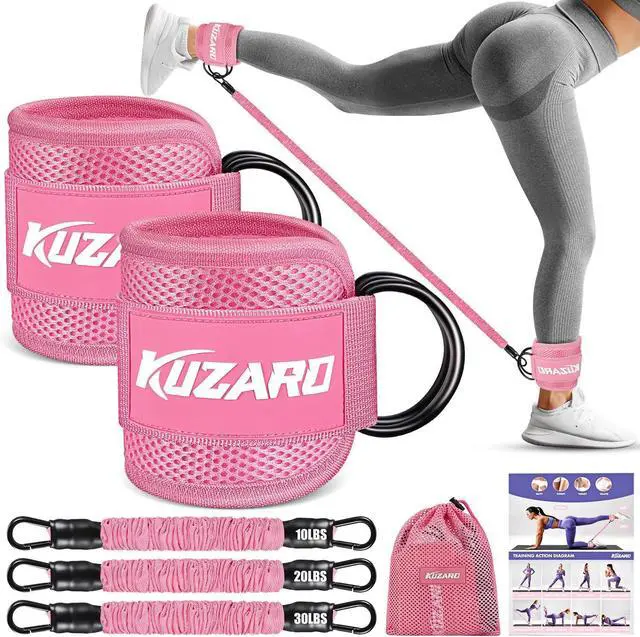 Main image of Ankle Resistance Bands with Cuffs, Ankle Weights Bands for Working Out, Women Leg and Glutes Workout Equipment, Exercise Bands for Kickbacks, Butt and Booty Trainer, Home Gym Fitness Equipment