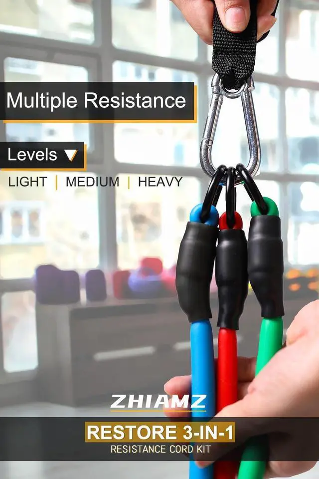 Alt view image 2 of 6 - Resistance Bands with Handles, Single Resistance Bands, Exercise Bands with Handles, for Resistance Training, Physical Therapy, Home Workouts, Fitness, Pilates