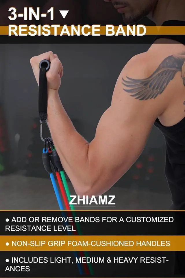 Alt view image 4 of 6 - Resistance Bands with Handles, Single Resistance Bands, Exercise Bands with Handles, for Resistance Training, Physical Therapy, Home Workouts, Fitness, Pilates
