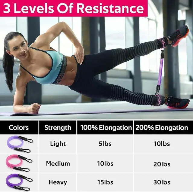 Alt view image 3 of 7 - WALITO Ankle Resistance Bands with Cuffs, Exercise Bands for Legs and Butt, Booty Workout Equipment for Kickbacks and Hip Fitness Training
