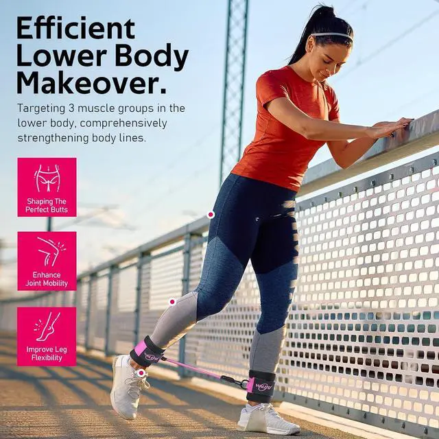 Alt view image 4 of 7 - WALITO Ankle Resistance Bands with Cuffs, Exercise Bands for Legs and Butt, Booty Workout Equipment for Kickbacks and Hip Fitness Training