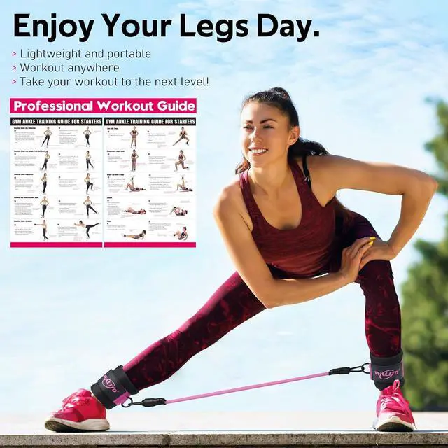 Alt view image 5 of 7 - WALITO Ankle Resistance Bands with Cuffs, Exercise Bands for Legs and Butt, Booty Workout Equipment for Kickbacks and Hip Fitness Training