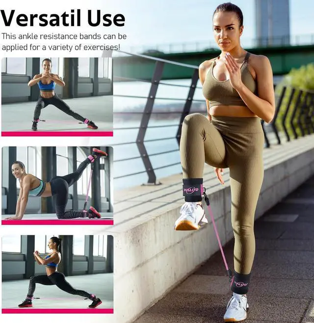 Alt view image 6 of 7 - WALITO Ankle Resistance Bands with Cuffs, Exercise Bands for Legs and Butt, Booty Workout Equipment for Kickbacks and Hip Fitness Training
