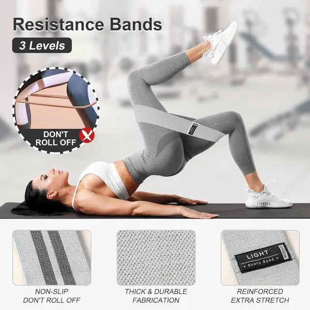 Alt view image 2 of 7 - Booty Bands Set, Resistance Bands for Working Out, Exercise Bands for Women and Men Legs and Butt, Stretch Bands for Pilates, Yoga Starter Set