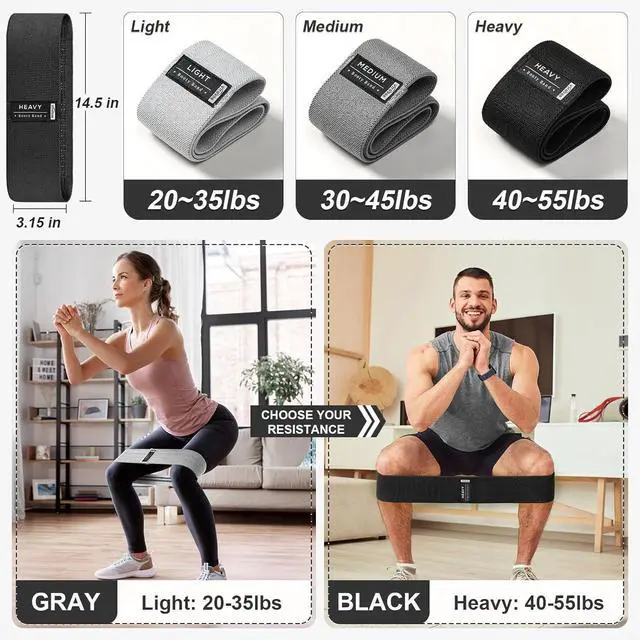 Alt view image 3 of 7 - Booty Bands Set, Resistance Bands for Working Out, Exercise Bands for Women and Men Legs and Butt, Stretch Bands for Pilates, Yoga Starter Set