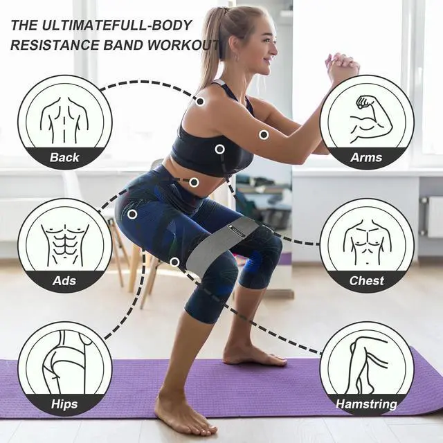 Alt view image 4 of 7 - Booty Bands Set, Resistance Bands for Working Out, Exercise Bands for Women and Men Legs and Butt, Stretch Bands for Pilates, Yoga Starter Set