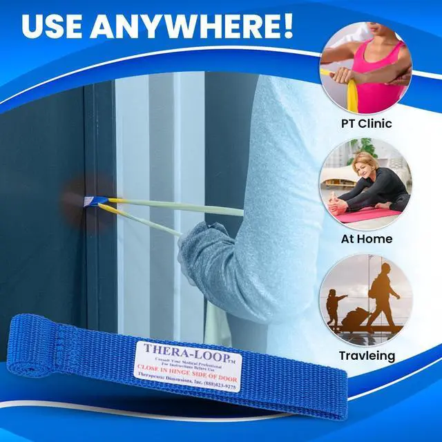 Alt view image 3 of 6 - RangeMaster TheraLoop Door Anchors  Non-Slip  Complements Exercise Bands or Tubes  Great for Exercising or Strengthening Activities2 Pack, Blue