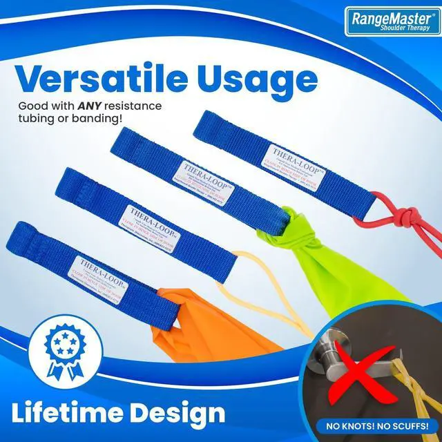 Alt view image 4 of 6 - RangeMaster TheraLoop Door Anchors  Non-Slip  Complements Exercise Bands or Tubes  Great for Exercising or Strengthening Activities2 Pack, Blue