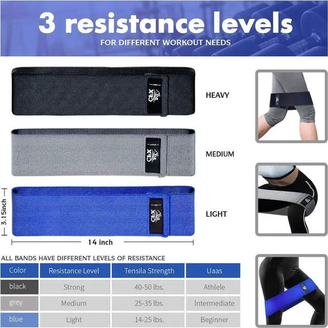 Alt view image 3 of 6 - CFX Resistance Bands Set, Exercise Bands with Non-Slip Design for HIPS & Glutes, 3 Levels Workout Bands for Women and Men, Booty Bands for Home Fitness, Yoga, Pilates