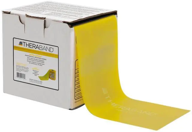 Main image of THERABAND Resistance Band, Yellow, Light, 50-Yard Roll, Latex-Free, Elastic Band for Exercise, Physical Therapy, Yoga, Pilates, Stretching, Home Workouts, Cut-to-Length, Color-Coded Levels