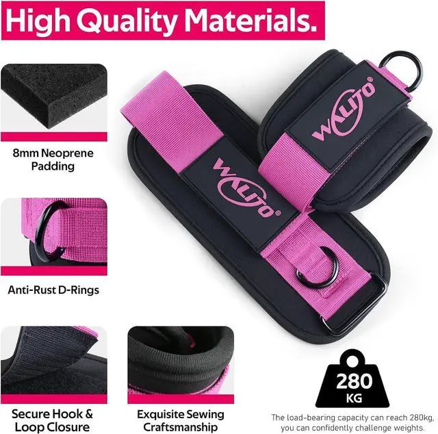 Alt view image 2 of 7 - WALITO Ankle Resistance Bands with Cuffs, Exercise Bands for Legs and Butt, Booty Workout Equipment for Kickbacks and Hip Fitness Training