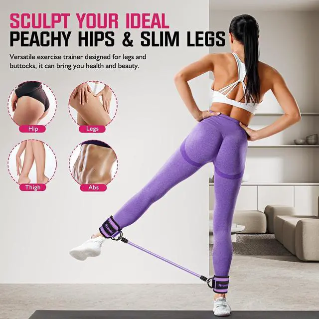 Alt view image 2 of 7 - Ankle Resistance Bands with Cuffs, Home Gym Workout Equipment, Lifting Glute Butt Exercise Equipment for Women, Ankle Weights Fitness Set, Leg Booty Equipment for Training Perfect Body Shape