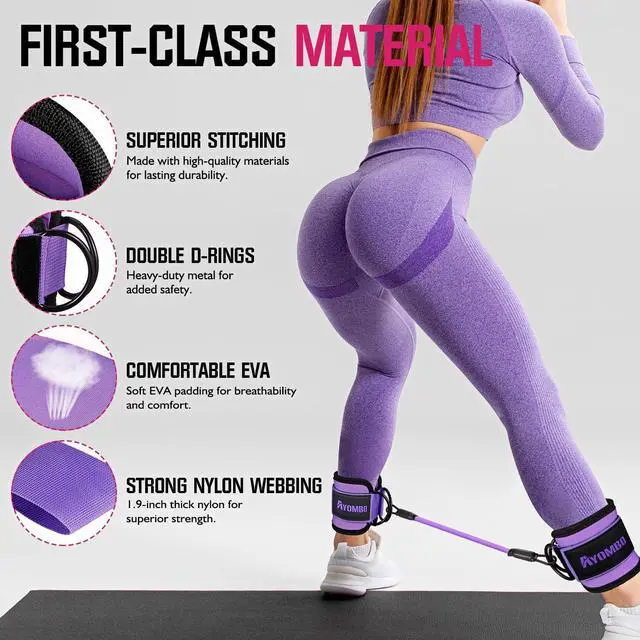 Alt view image 3 of 7 - Ankle Resistance Bands with Cuffs, Home Gym Workout Equipment, Lifting Glute Butt Exercise Equipment for Women, Ankle Weights Fitness Set, Leg Booty Equipment for Training Perfect Body Shape