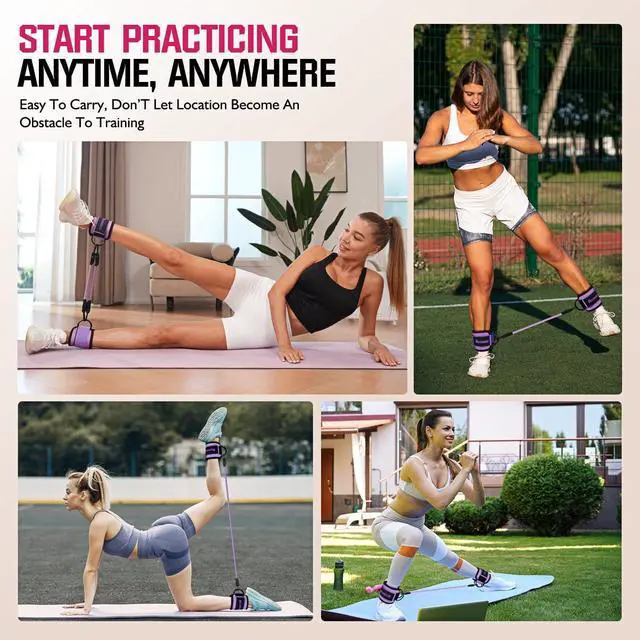 Alt view image 6 of 7 - Ankle Resistance Bands with Cuffs, Home Gym Workout Equipment, Lifting Glute Butt Exercise Equipment for Women, Ankle Weights Fitness Set, Leg Booty Equipment for Training Perfect Body Shape