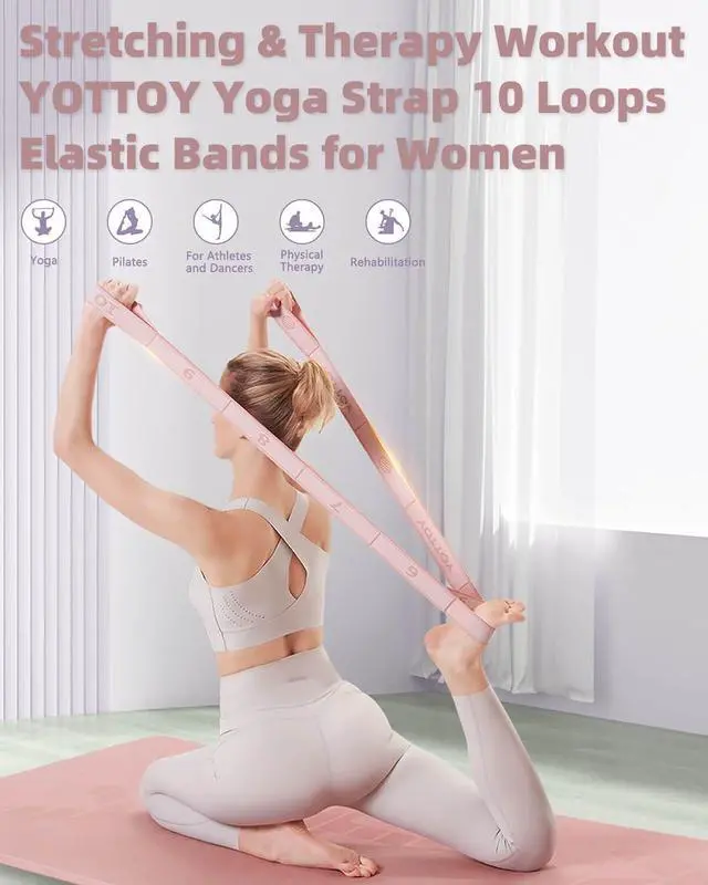 Alt view image 2 of 7 - YOTTOY Yoga Strap and Resistance Bands-Exercise Elastic Bands for Working Out Women with 10 Loops-Perfect for Stretching and Physical Therapy