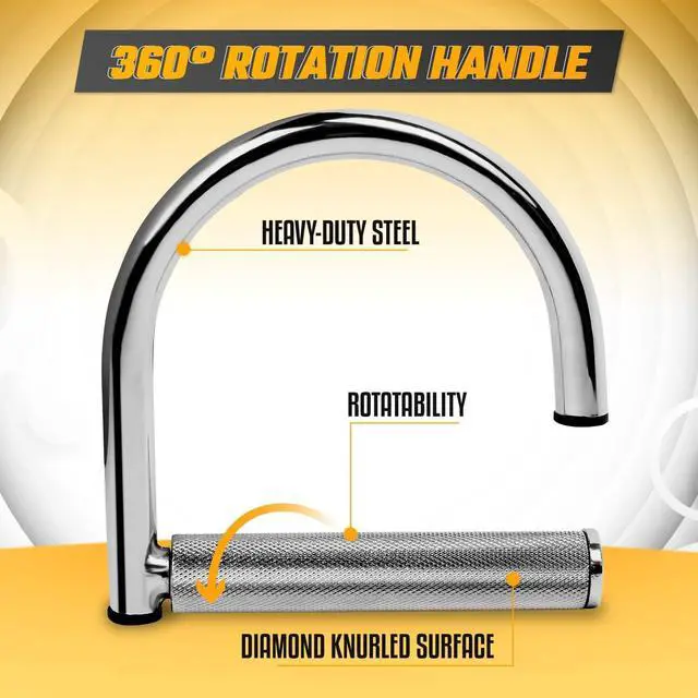 Alt view image 2 of 7 - Yes4All 360 Rotation Metal Resistance Bands, Pull Up Handle with Extra-Gripped Knurled Surface, Heavy Duty Industrial Grade Steel Stretch Attachment Handles for Elastic Band Workouts Home Gym