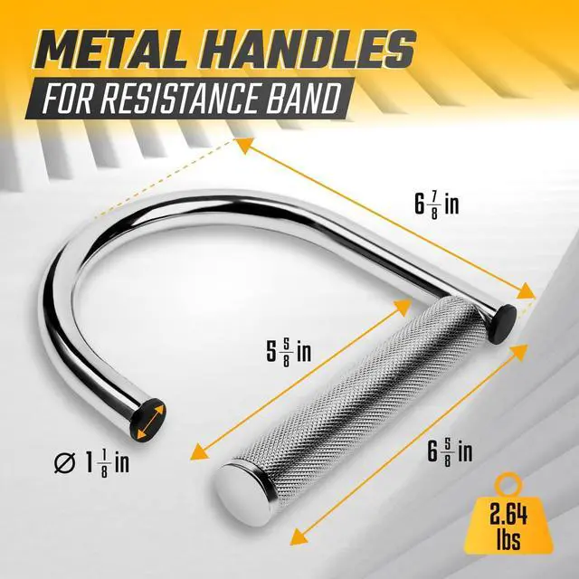 Alt view image 3 of 7 - Yes4All 360 Rotation Metal Resistance Bands, Pull Up Handle with Extra-Gripped Knurled Surface, Heavy Duty Industrial Grade Steel Stretch Attachment Handles for Elastic Band Workouts Home Gym