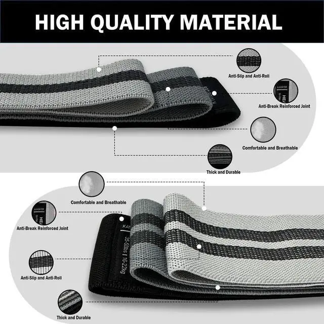 Alt view image 3 of 7 - Long and Short Fabric Resistance Bands with Door Anchor 7 PCS, Non-Slip Stretch Booty Bands for Working Out Women & Men, Loop Exercise Elastic Bands for Home Physical Therapy Yoga Pilates