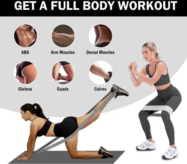 Alt view image 4 of 7 - Long and Short Fabric Resistance Bands with Door Anchor 7 PCS, Non-Slip Stretch Booty Bands for Working Out Women & Men, Loop Exercise Elastic Bands for Home Physical Therapy Yoga Pilates