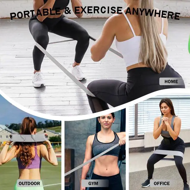 Alt view image 5 of 7 - Long and Short Fabric Resistance Bands with Door Anchor 7 PCS, Non-Slip Stretch Booty Bands for Working Out Women & Men, Loop Exercise Elastic Bands for Home Physical Therapy Yoga Pilates