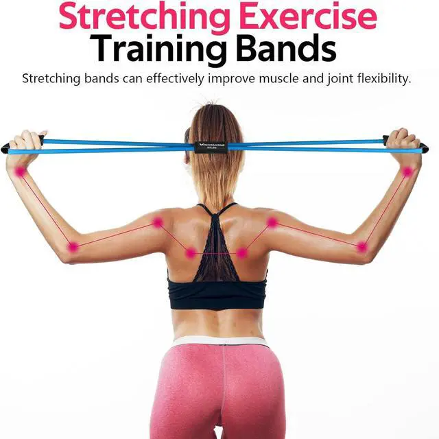 Alt view image 4 of 6 - RENRANRING Figure 8 Fitness Resistance Bands with Handles - Exercise Tube Band Set of 3 for Arm and Shoulder Stretch, Rope 8 Word Elastic for Women and Men