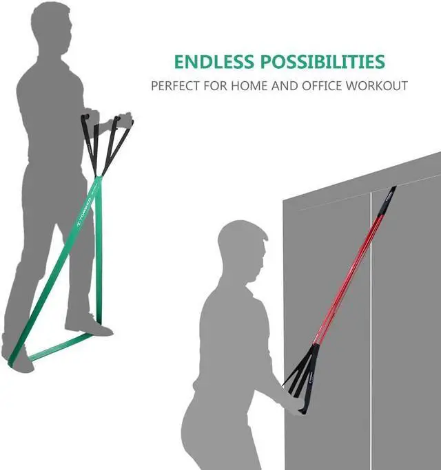 Alt view image 7 of 7 - TOMSHOO 5 Packs Pull up Assist Bands, Resistance Bands with Straps Handles and Door Anchor, Stretch Bands,Exercise Bands with Guide for Fitness