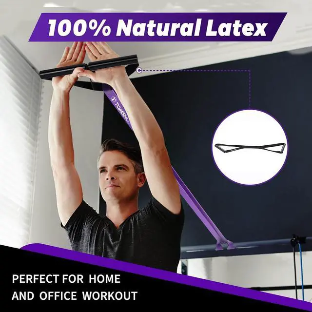 Alt view image 6 of 7 - TOMSHOO 5 Packs Pull up Assist Bands, Resistance Bands with Straps Handles and Door Anchor, Stretch Bands,Exercise Bands with Guide for Fitness