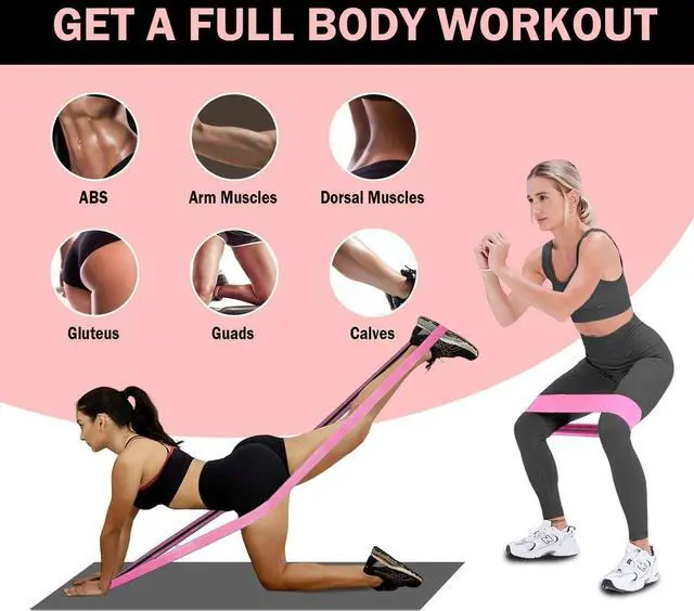 Alt view image 4 of 7 - Long and Short Fabric Resistance Bands with Door Anchor 7 PCS, Non-Slip Stretch Booty Bands for Working Out Women & Men, Loop Exercise Elastic Bands for Home Physical Therapy Yoga Pilates