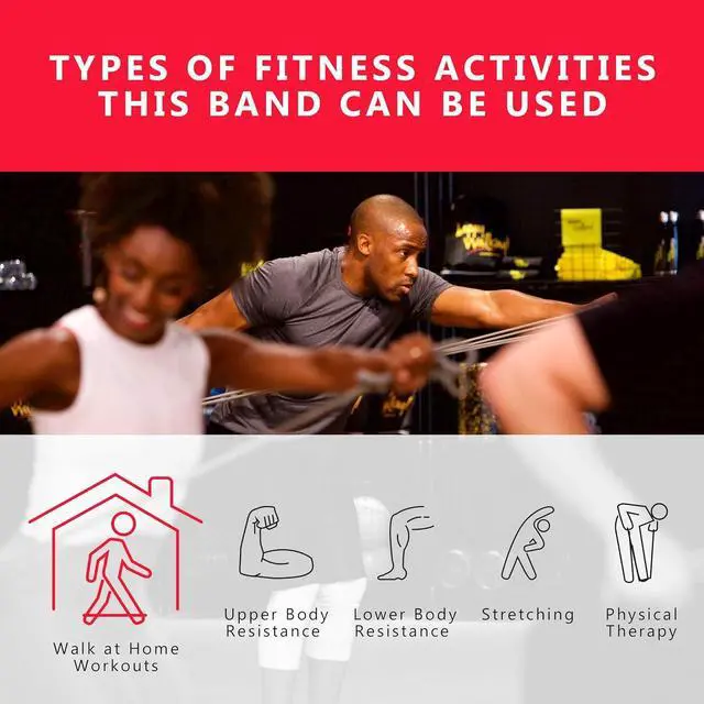 Alt view image 6 of 6 - Walk at Home Workout Bands 7 Ring Adjustable Resistance Bands for Working Out Home Workout Walking Exercise Workout Bands Fitness Program Exercise Bands Stretch Bands for Recovery