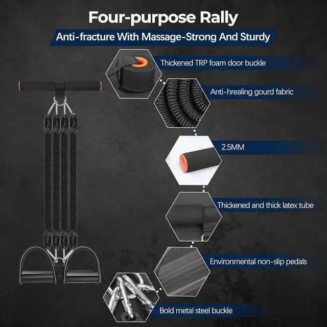 Alt view image 6 of 7 - Pedal Resistance Band, Exercise Bands With Handles, Elastic Sit Up Pull Rope, Workout Equipment for Physical Therapy, Home Fitness, Strength Training With 8 Shape Fitness Band