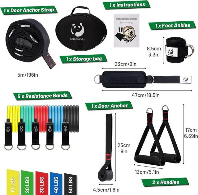 Alt view image 2 of 6 - Slim Panda Door Anchor Strap for Resistance Bands, Door Resistance Bands for Workouts, Strength Training, Portable Door Gym Attachment for Home Fitness, Multi Point Anchor Workout Equipment