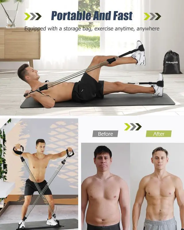 Alt view image 7 of 7 - Upgraded Pilates Bar Kit with Resistance Bands Natural Latex for Women & Men, Heavy-Duty Stainless Steel Multifunctional Yoga Pilates Stick for Home Gym Exercise Fitness Equipment Full-Body Workouts