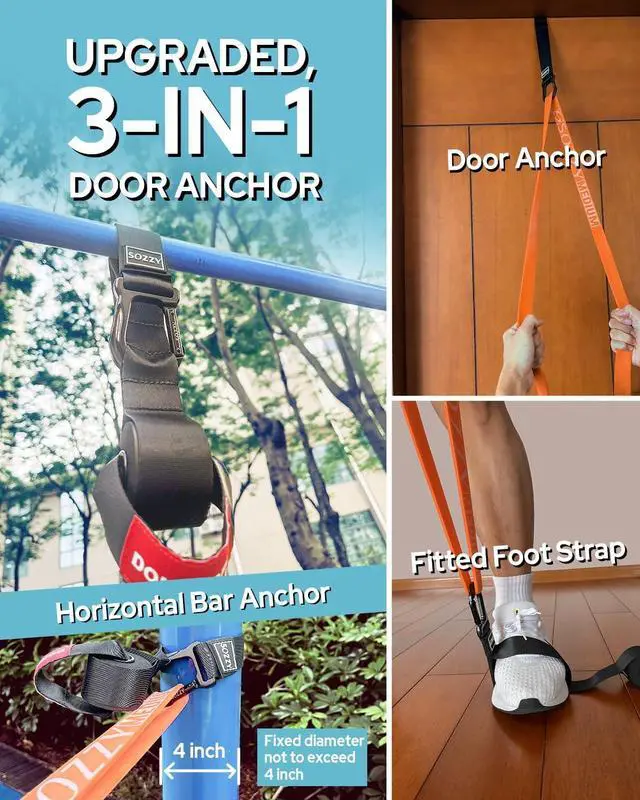 Alt view image 2 of 7 - 3-in-1 Door Anchor for Resistance Bands, SOZZY Heavy Duty Door Anchor with Safety Tag, Widened Thickened Webbing, Secure Stitching Great for Exercise Bands, Therapy Bands, Suspension Training