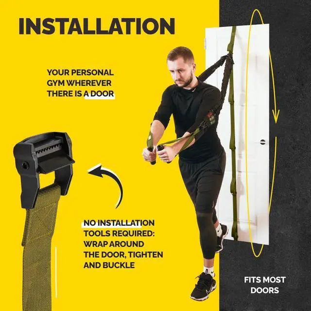 Alt view image 6 of 7 - Adjustable Resistance Band Anchor - Door Anchor with 5 Loops & Metal Rings, Durable Nylon Strap for Full-Body Workouts