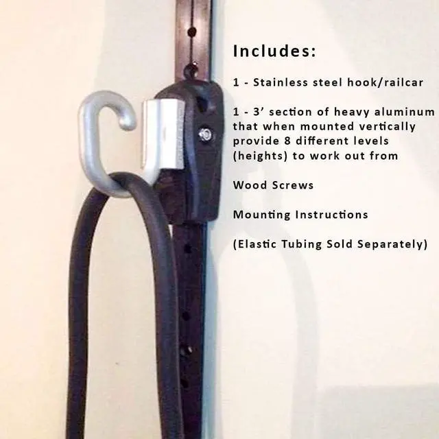 Alt view image 3 of 7 - Space Saver Gym Resistance Bands Exercise Equipment for at Home Fitness Workout | Resistance Band Wall Anchor for Kinetic Bands with 1 Rail, 1 Rail Car
