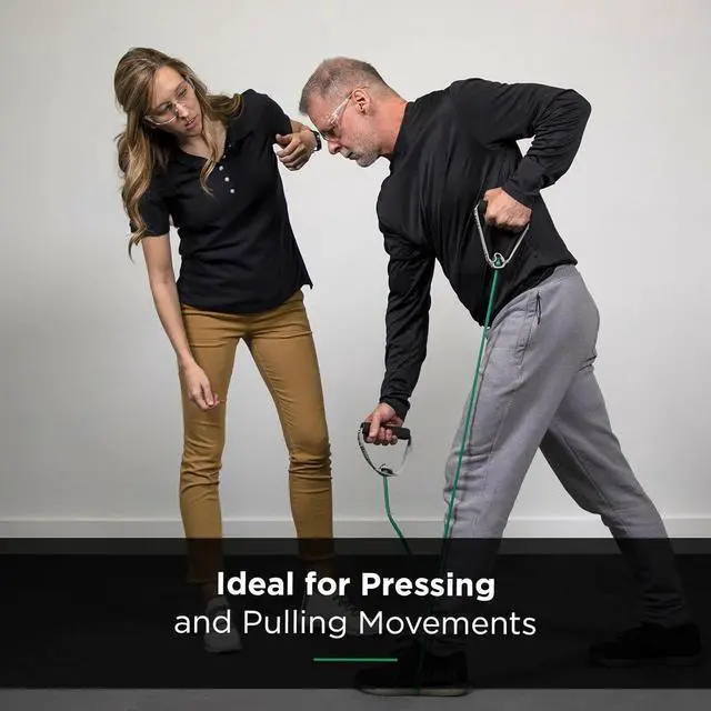 Alt view image 3 of 7 - THERABAND Resistance Tubes, Professional Latex Elastic Tubing with Hard Handles For Exercise, Physical Therapy, Lower Pilates, At-Home Workouts, & Rehab, 48 Inch, Green, Heavy, Intermediate Level 1