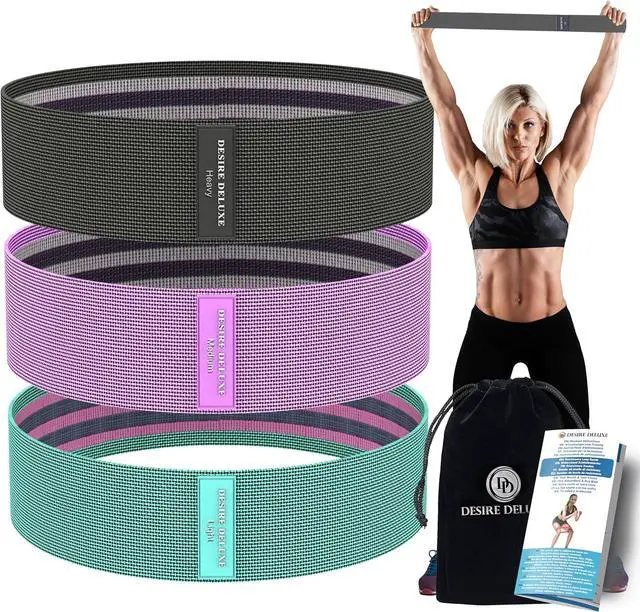 Alt view image 3 of 7 - Desire Deluxe Resistance Band Exercise Workout Equipment Bands Set for Working Out Physical Therapy - Men & Women Elastic Stretch Booty Gym Equipment Accessories - Home, Fitness, Pilates, Yoga Pack 3