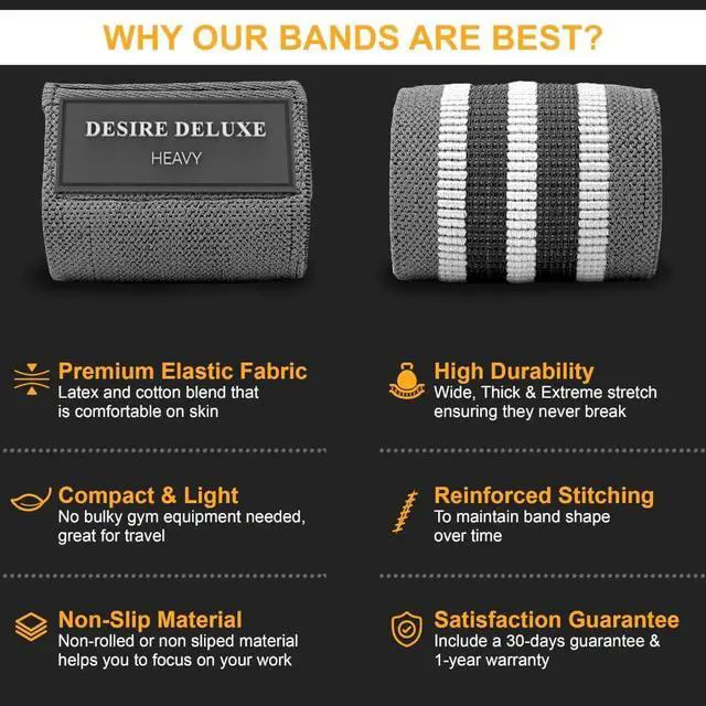 Alt view image 7 of 7 - Desire Deluxe Resistance Band Exercise Workout Equipment Bands Set for Working Out Physical Therapy - Men & Women Elastic Stretch Booty Gym Equipment Accessories - Home, Fitness, Pilates, Yoga Pack 3