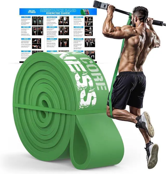 Main image of Pull Up Assistance Resistance Bands - Long Loop Power Bands for Men and Women - Strength Power Flexibility Training at Home & Gym - Ebooks & Workout Chart Included by Iron Core Fitness