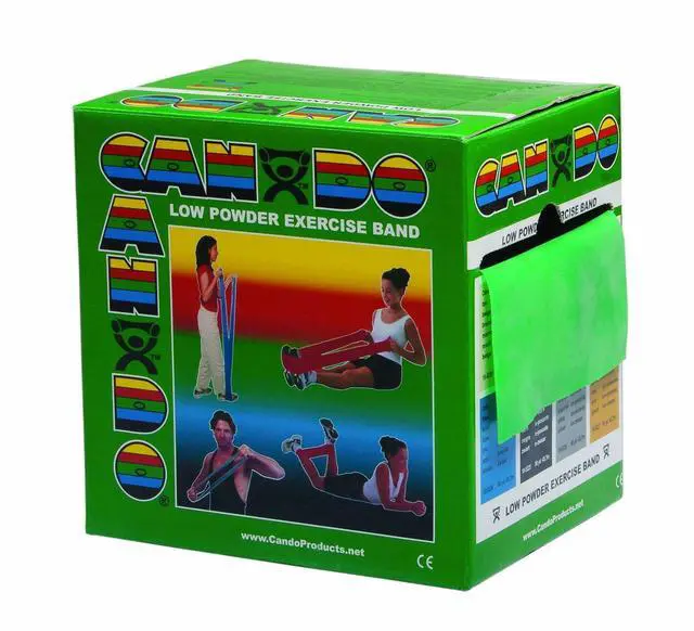 Main image of CanDo Low Powder Exercise Band, 50 yard roll, Green: Medium